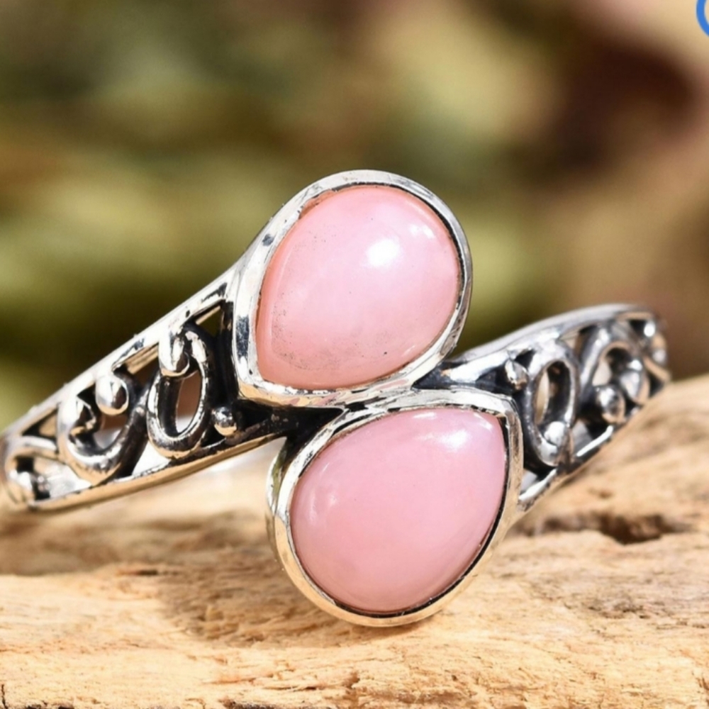 Peruvian Pink Opal Bypass Ladies Ring